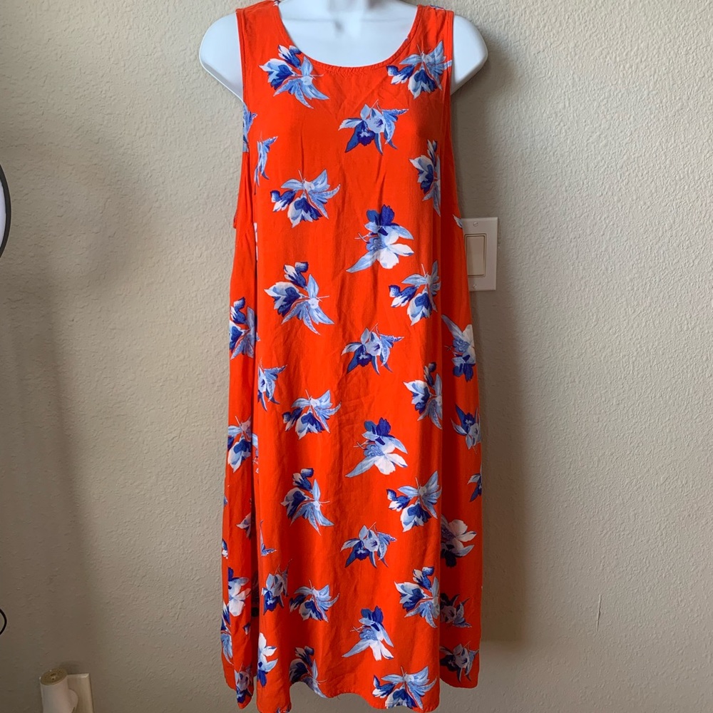 Ava & Viv Orange and Blue Sleeveless Dress